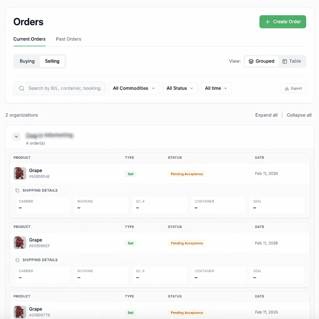 Orders management dashboard