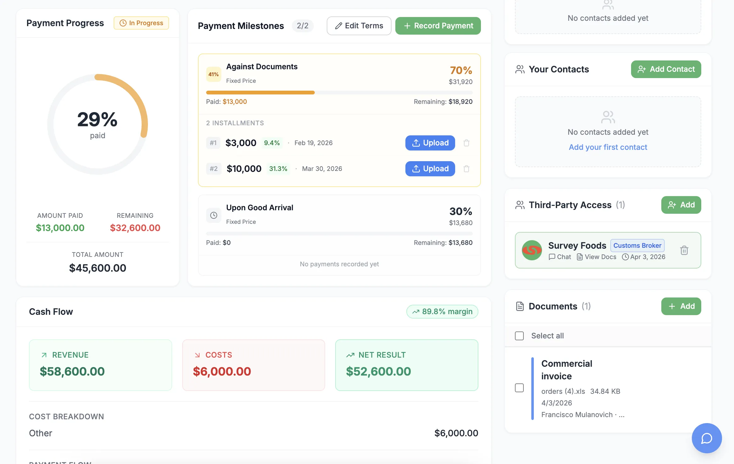Payments & documents