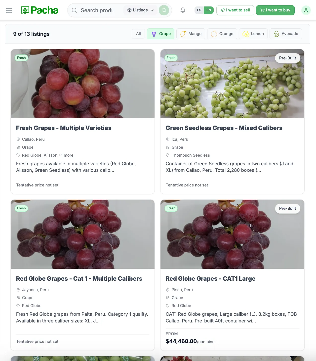 Product categories and featured products